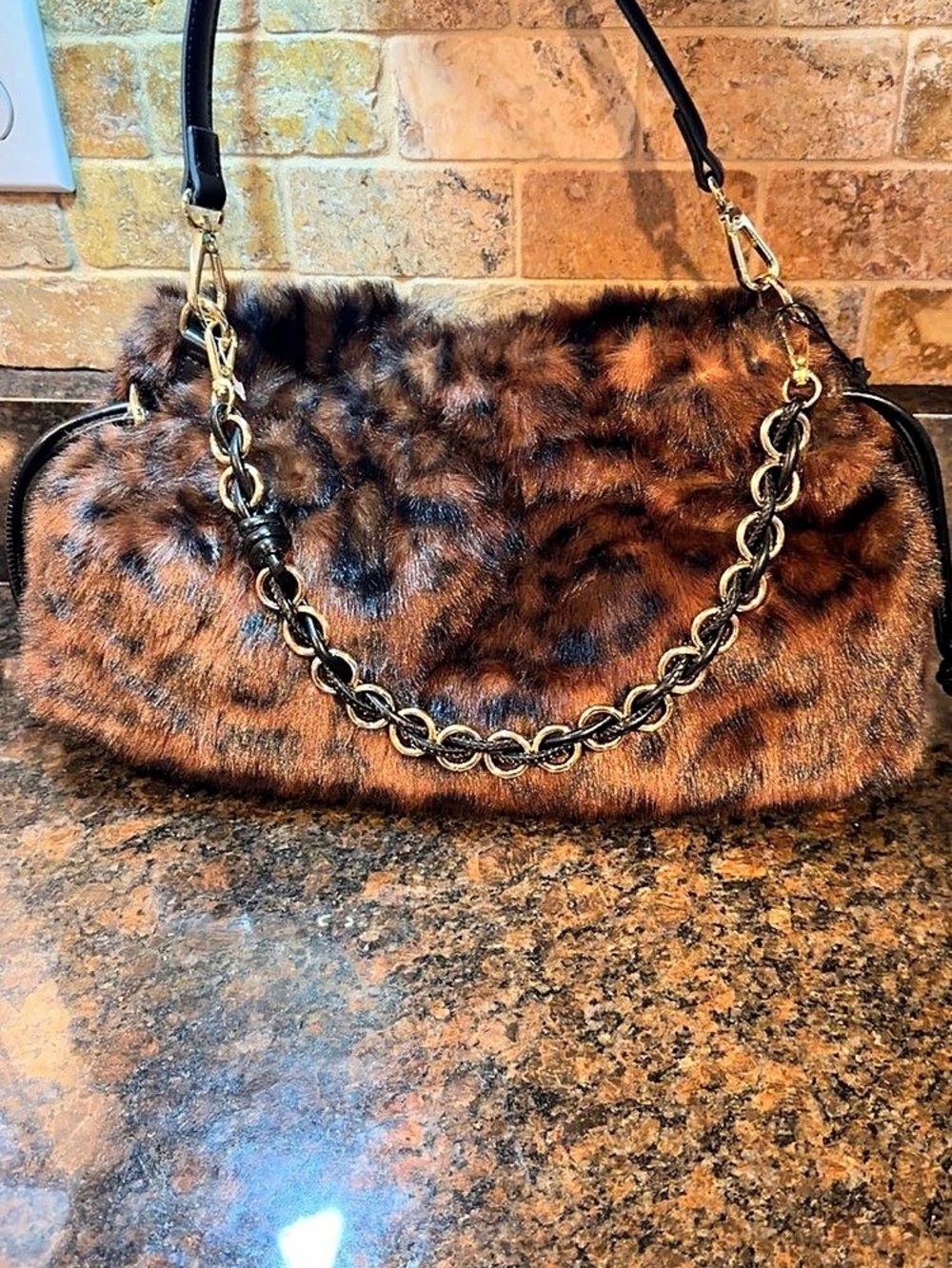 BCBG Leopard Faux Fur Shoulder NWT